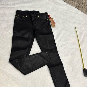 NEW****TRUE RELIGION Sexy Black Super Skinny Pants Shiny Finish Size-27